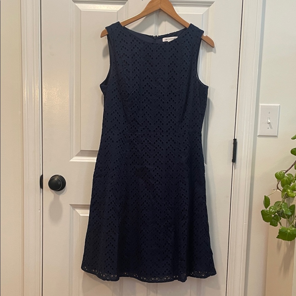 Liz Claiborne Navy Textured Mini Dress